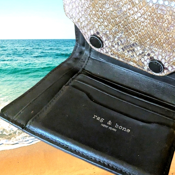 Vintage Rag & Bone wristlet wallet snakeskin leather quilted chain snap wallet - Picture 2 of 16
